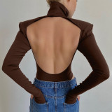 Backless High Collar Bodysuit BLG-P093226A