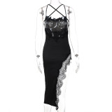 Sexy Backless Lace Sling Split Dress BLG-D1B7097A