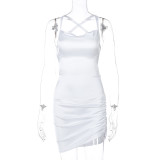 Sexy Backless Tie Up Sling Pleated Mini Dress BLG-D0B3838A