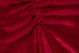 Slash Shoulder Pleated Split Midi Dress BLG-D1B7066A