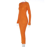 Solid Color Long Sleeve Slim Maxi Dress BLG-D269186A