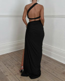 Backless Wrap Chest And Split Skirt Two Piece Set BLG-S3813894K