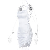 Sexy Backless Tie Up Sling Pleated Mini Dress BLG-D0B3838A