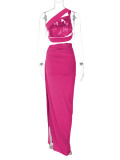 Backless Wrap Chest And Split Skirt Two Piece Set BLG-S3813894K