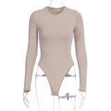 Casual Solid Color Long Sleeve Bodysuit BLG-P9B1581A
