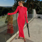 Solid Color Long Sleeve Slim Maxi Dress BLG-D269186A