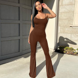 Solid Color U Neck Backless Sling Jumpsuit BLG-P2C11274A