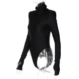 High Neck Long Sleeve Solid Bodysuit BLG-P1A6835A