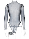 Sexy Print Mesh Slim Long Sleeve Bodysuit BLG-P3612998A