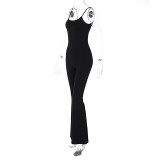 Solid Color U Neck Backless Sling Jumpsuit BLG-P2C11274A