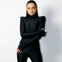 High Neck Long Sleeve Solid Bodysuit BLG-P1A6835A
