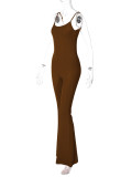 Solid Color U Neck Backless Sling Jumpsuit BLG-P2C11274A