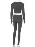 Solid Color Long Sleeve Yoga Two Piece Pants Set BLG-S3613114K