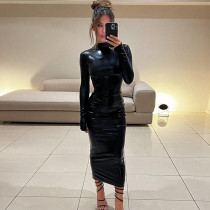 Slim Long Sleeve O Neck Midi Dress BLG-D2810014K