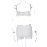 Sexy Sling Wrap Chest Tops And Shorts Two Piece Set BLG-S3412414A