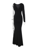 Fashion Single Shoulder Long Sleeve Maxi Dress BLG-D2A10652A
