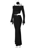 Sexy Tube Tops Long Sleeve Top Two Piece Skirt Set BLG-S3813934A