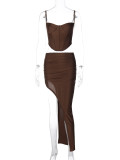 Sexy Sling Crop Tops And Split Skirts Two Piece Set BLG-S3412276A