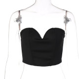 Fashion V-neck Slimming Warp Chest Top BLG-T1C7441K
