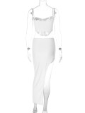 Sexy Sling Crop Tops And Split Skirts Two Piece Set BLG-S3412276A