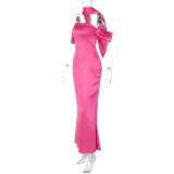 Solid Color Sexy Backless Zipper Tube Tops Dress BLG-D3512742A