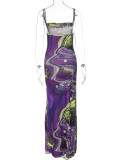 Fashion Printed Split Backless Halter Dress BLG-D279625K