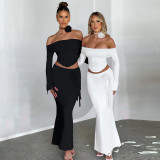 Sexy Tube Tops Long Sleeve Top Two Piece Skirt Set BLG-S3813934A