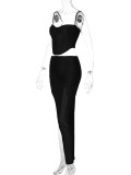 Sexy Sling Crop Tops And Split Skirts Two Piece Set BLG-S3412276A