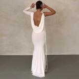 Fashion Single Shoulder Long Sleeve Maxi Dress BLG-D2A10652A