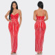 Sexy Sling Hot Drill Split Maxi Dress BY-6761