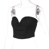 Fashion V-neck Slimming Warp Chest Top BLG-T1C7441K