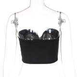 Fashion V-neck Slimming Warp Chest Top BLG-T1C7441K