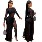 Plus Size Rhinestones Slim Jumpsuit NY-2071