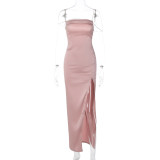 Sexy Split Backless Diamond Chain Halter Dress BLG-D3211838K