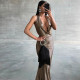 Sexy Backless Pleated Hanging Neck Dress BLG-D3713302K