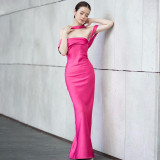 Solid Color Sexy Backless Zipper Tube Tops Dress BLG-D3512742A