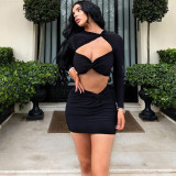 Sexy Hollow Out Tops And Skirts Two Piece Set BLG-S269054A