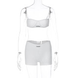 Sexy Sling Wrap Chest Tops And Shorts Two Piece Set BLG-S3412414A