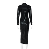 Slim Long Sleeve O Neck Midi Dress BLG-D2810014K