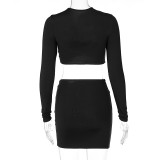 Sexy Hollow Out Tops And Skirts Two Piece Set BLG-S269054A