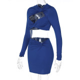 Sexy Hollow Out Tops And Skirts Two Piece Set BLG-S269054A