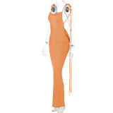 Sexy Tie Up Backless Solid Maxi Dress BLG-D248434A