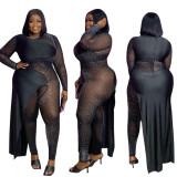 Plus Size Rhinestones Slim Jumpsuit NY-2071