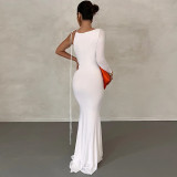 Fashion Single Shoulder Long Sleeve Maxi Dress BLG-D2A10652A