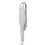 Backless Split Irregular Slim Maxi Dress BLG-D3412439A