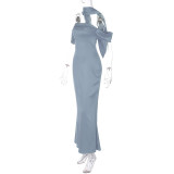 Solid Color Sexy Backless Zipper Tube Tops Dress BLG-D3512742A