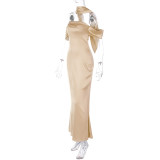 Solid Color Sexy Backless Zipper Tube Tops Dress BLG-D3512742A