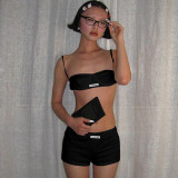 Sexy Sling Wrap Chest Tops And Shorts Two Piece Set BLG-S3412414A