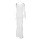 Fashion Single Shoulder Long Sleeve Maxi Dress BLG-D2A10652A