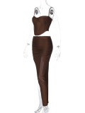 Sexy Sling Crop Tops And Split Skirts Two Piece Set BLG-S3412276A